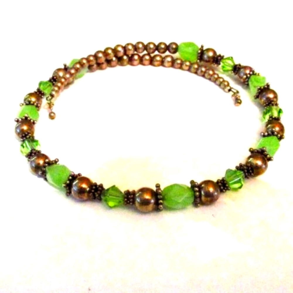 Unique Vintage Green Crystal Stone Choker Necklace